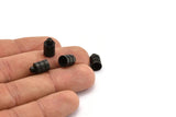 Black End Cap, 12 Oxidized Brass Black End Cap, Cord Tip, 6mm Cord End - (7x11mm) Cap1  b0019 S841