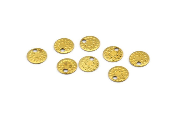 Tiny Round Tag, 100 Raw Brass Round Tags, Charms, Findings (6.5mm) Brs85 A0447