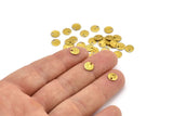 Tiny Round Tag, 100 Raw Brass Round Tags, Charms, Findings (6.5mm) Brs85 A0447