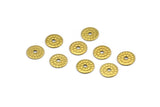 Textured Middle Hole Disc, 100 Raw Brass Round Discs, Charms, Findings (6.5mm) Brs84 A0446