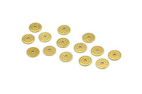 Textured Middle Hole Disc, 100 Raw Brass Round Discs, Charms, Findings (6.5mm) Brs84 A0446