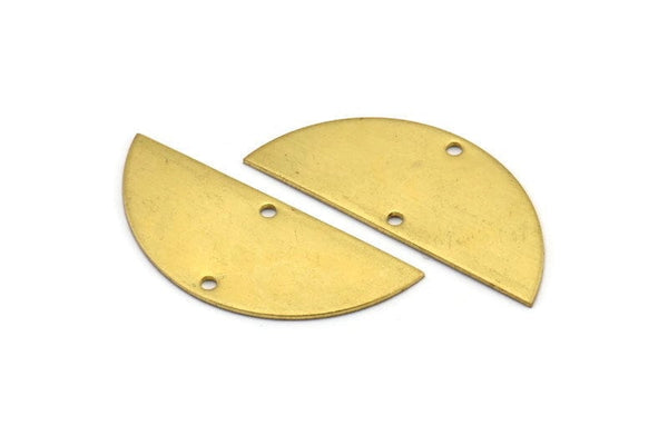 Half Circle Blank, 6 Raw Brass Semi Circle Blanks With 2 Holes (37.5x15.5x0.80mm) A0932