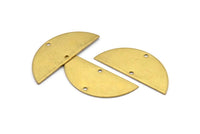 Half Circle Blank, 6 Raw Brass Semi Circle Blanks With 2 Holes (37.5x15.5x0.80mm) A0932
