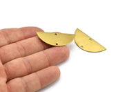 Half Circle Blank, 6 Raw Brass Semi Circle Blanks With 2 Holes (37.5x15.5x0.80mm) A0932
