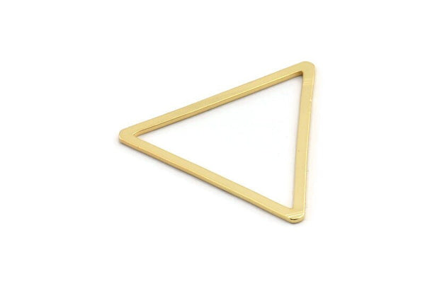 Gold Triangle Charm, 4 Gold Plated Brass Triangle Rings, Findings (36x32x2x1mm) D1021 Q0999