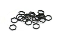 Black Hexagon Charm, 50 Oxidized Brass Black Hexagon Ring Charms (12x0.8x2mm) Bs 1178 s608