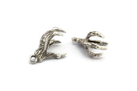 Dragon Claw Pendant, 2 Antique Silver Plated Brass Dragon Claw Charms, Necklace Pendants (16x12mm) N0367 H0067