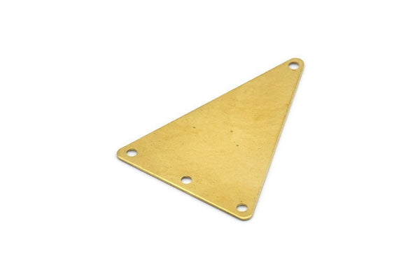 Pirinç Üçgen Charm, 4 Delikli 24 Ham Pirinç Üçgen Damgalama Boşluğu, Küpeler, Bulgular (35x25mm) A1157