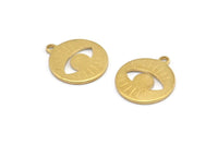 Brass Eye Charm, 20 Raw Brass Eye Charms With 1 Loop, Pendants, Earrings (17x15x1mm) D947