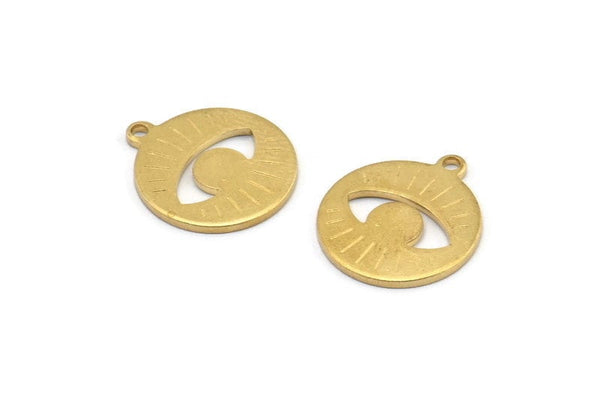 Brass Eye Charm, 20 Raw Brass Eye Charms With 1 Loop, Pendants, Earrings (17x15x1mm) D947