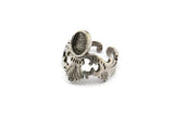 Gümüş Yüzük Ayarı, 1 Taş Ayarlı Antik Gümüş Kaplama Pirinç Yüzükler - Ped Boyutu 8x6mm N1805 H1542
