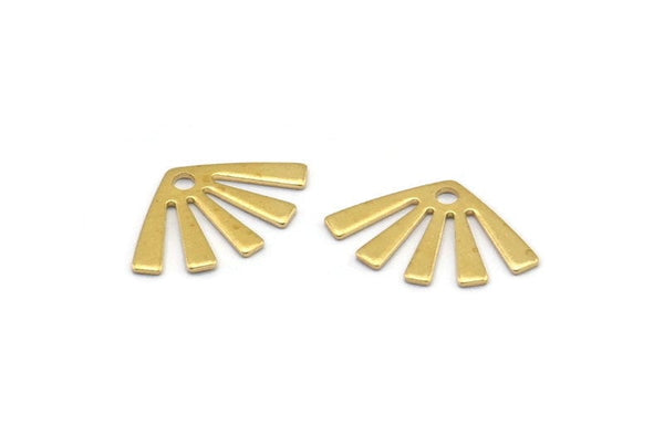 Brass Sun Charm, 50 Raw Brass Rising Sun Flag Charms With 1 Hole, Findings, Earrings (15x9x0.60mm) D944