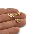 Brass Sun Charm, 50 Raw Brass Rising Sun Flag Charms With 1 Hole, Findings, Earrings (15x9x0.60mm) D944