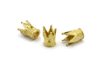 10 Raw Brass Crown Beads 11x9mm--r075