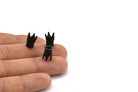 6 Oxidized Brass Black Crown Beads (11x9mm) R075 S437