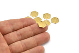 Brass Hexagon Charm, 24 Raw Brass Hexagon Stamping Blanks With 1 Hole, (11x1mm) D0714