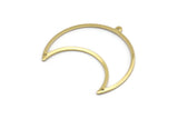 Brass Moon Charm, 4 Raw Brass Moon Crescent Charms With 2 Holes And 1 Loop (35x17x0.80mm) M03083