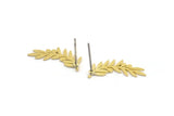 Brass Leaf Earring, 10 Raw Brass Branch Shaped Stud Earrings, Findings (20x9x0.60mm) A3007