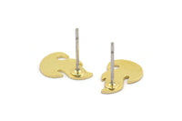 Brass Fire Earring, 12 Raw Brass Fire Shaped Stud Earrings (12x8x0.60mm) A3012