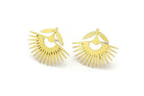 Brass Flower Earring, 10 Raw Brass Flower Shaped Stud Earrings (14x18x0.60mm) A3021