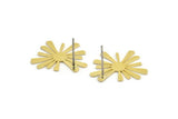 Brass Sun Earring, 10 Raw Brass Sun Shaped Stud Earrings (20x20x0.60mm) A3018