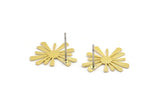 Brass Sun Earring, 10 Raw Brass Sun Shaped Stud Earrings (18x18x0.60mm) A3023