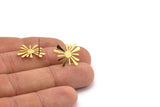 Brass Sun Earring, 10 Raw Brass Sun Shaped Stud Earrings (18x18x0.60mm) A3023