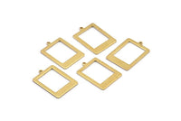 Brass Rectangle Charm, 24 Raw Brass Rectangle Charms With 1 Loop, Earrings, Findings (20x14x0.80mm) D877