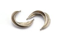 Silver Ethnic Pendant, Antique Silver Plated Brass Crescent Pendants With 2 Loops, Earring Findings (37x32mm) N0860 H1102