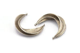 Silver Ethnic Pendant, Antique Silver Plated Brass Crescent Pendants With 2 Loops, Earring Findings (37x32mm) N0860 H1102