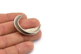 Silver Ethnic Pendant, Antique Silver Plated Brass Crescent Pendants With 2 Loops, Earring Findings (37x32mm) N0860 H1102