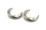Silver Ethnic Pendant, Silver Tone Brass Crescent Pendants With 2 Loops, Earring Findings (37x32mm) N0860 H1101
