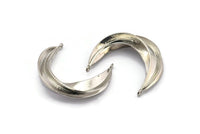 Silver Ethnic Pendant, Silver Tone Brass Crescent Pendants With 2 Loops, Earring Findings (37x32mm) N0860 H1101