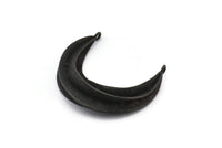 Black Ethnic Pendant, Oxidized Black Brass Crescent Pendants With 2 Loops, Earring Findings (37x32mm) N0860 S725