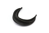 Black Ethnic Pendant, Oxidized Black Brass Crescent Pendants With 2 Loops, Earring Findings (37x32mm) N0860 S725