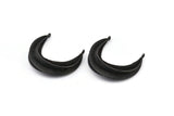 Black Ethnic Pendant, Oxidized Black Brass Crescent Pendants With 2 Loops, Earring Findings (37x32mm) N0860 S725