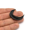 Black Ethnic Pendant, Oxidized Black Brass Crescent Pendants With 2 Loops, Earring Findings (37x32mm) N0860 S725