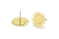Earring Studs, 10 Raw Brass - Irregular Shaped Stud Earrings - Brass Earrings - Earrings (14x13x0.60mm) A2938
