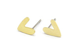 Brass Heart Earring, 12 Raw Brass Heart Shaped Stud Earrings (9x8x0.60mm) A2944