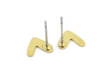 Brass Heart Earring, 12 Raw Brass Heart Shaped Stud Earrings (9x8x0.60mm) A2944