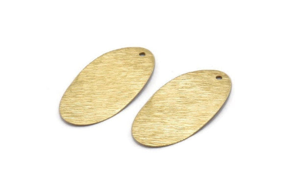 Brass Oval Charm, 24 Raw Brass Textured Oval Stamping Blanks With 1 Hole, Earrings, Findings (29x16x0.50mm) D0825