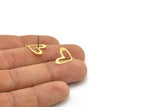 Brass Heart Earring, 12 Raw Brass Heart Shaped Stud Earrings With 1 Loop (14x12x0.60mm) A2946