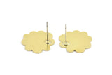 Earring Studs, 8 Raw Brass - Cloud Shaped Stud Earrings - Brass Earrings - Earrings (15x16x0.60mm) A2940
