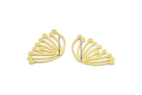 Brass Dandelion Earring, 8 Raw Brass Taraxacum Shaped Stud Earrings (14x24x0.60mm) A2939