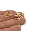 Brass Dandelion Earring, 8 Raw Brass Taraxacum Shaped Stud Earrings (14x24x0.60mm) A2939