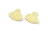 Brass Flower Earring, 6 Raw Brass Flower Shaped Stud Earrings (20x26x0.60mm) A2943