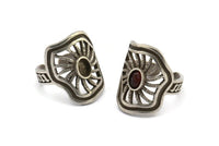 Gümüş Kraliyet Yüzüğü, Antik Gümüş Kaplama Pirinç Kraliyet Yüzükleri, 1 Taş Ayarlı - Ped Boyutu 4x6mm N1896 H1528