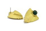Brass Badge Earring, 2 Raw Brass Rosette Stud Earrings - Pad Size 8mm N0712