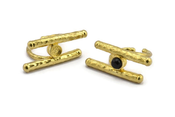 Brass Ring Settings, Raw Brass Ring With 1 Stone Setting - Pad Size 6mm N1130