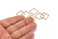Square Brass Charm, 50 Raw Brass Square Connectors (15x0.8mm) BS 1858